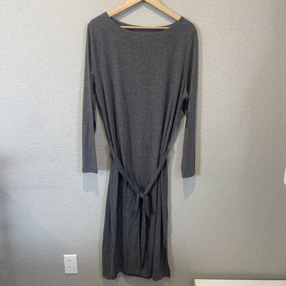 Time & Tru Dress Women’s Size XXL Gray Long Sleeve Pullover MIDI NWT Belt - Picture 2 of 8